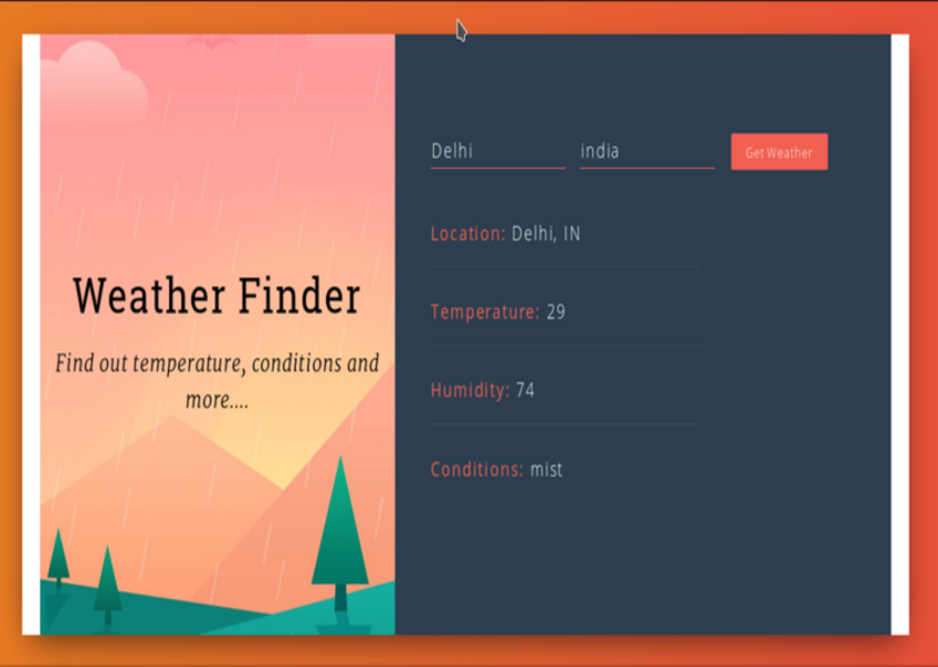 Screenshot of Weather web app